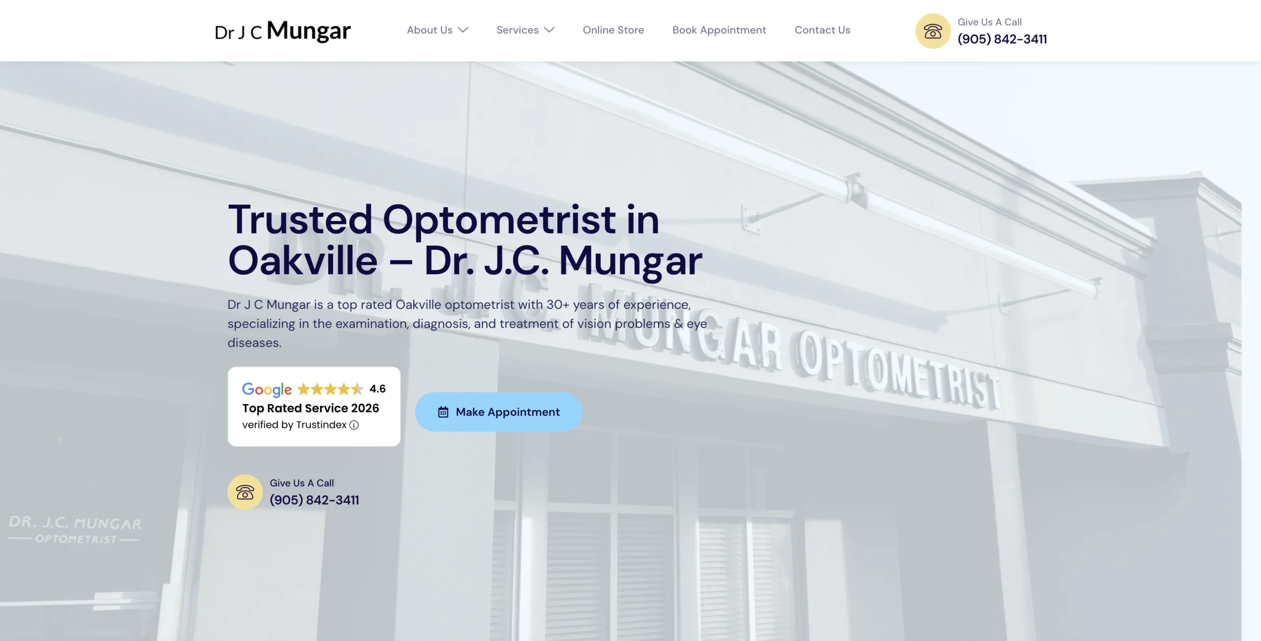 Website design for Dr. J.C. Mungar by Oakville Web Designs