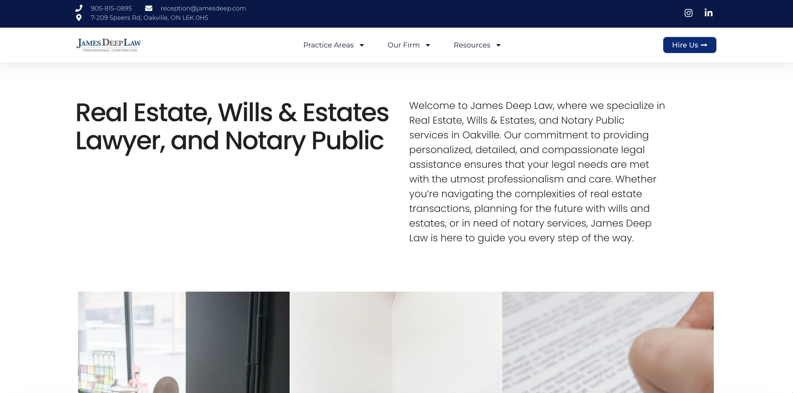 Website design for James Deep Law by Oakville Web Designs
