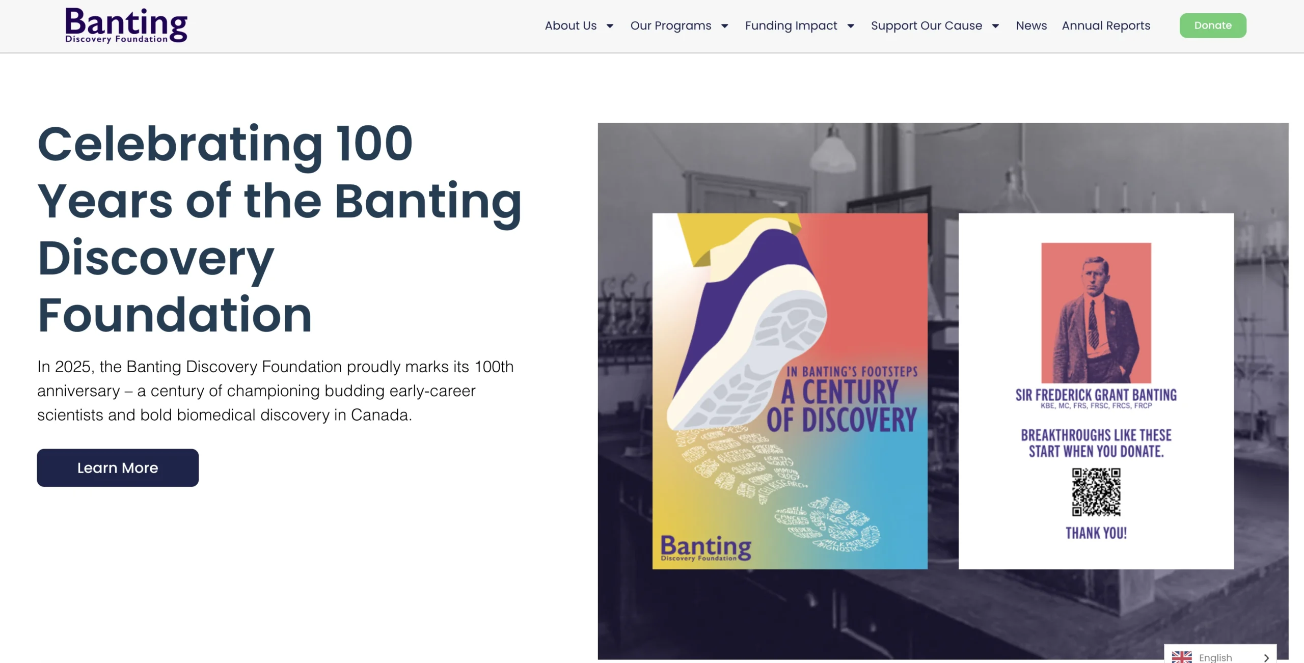 Website design for Banting Research Foundation by Oakville Web Designs