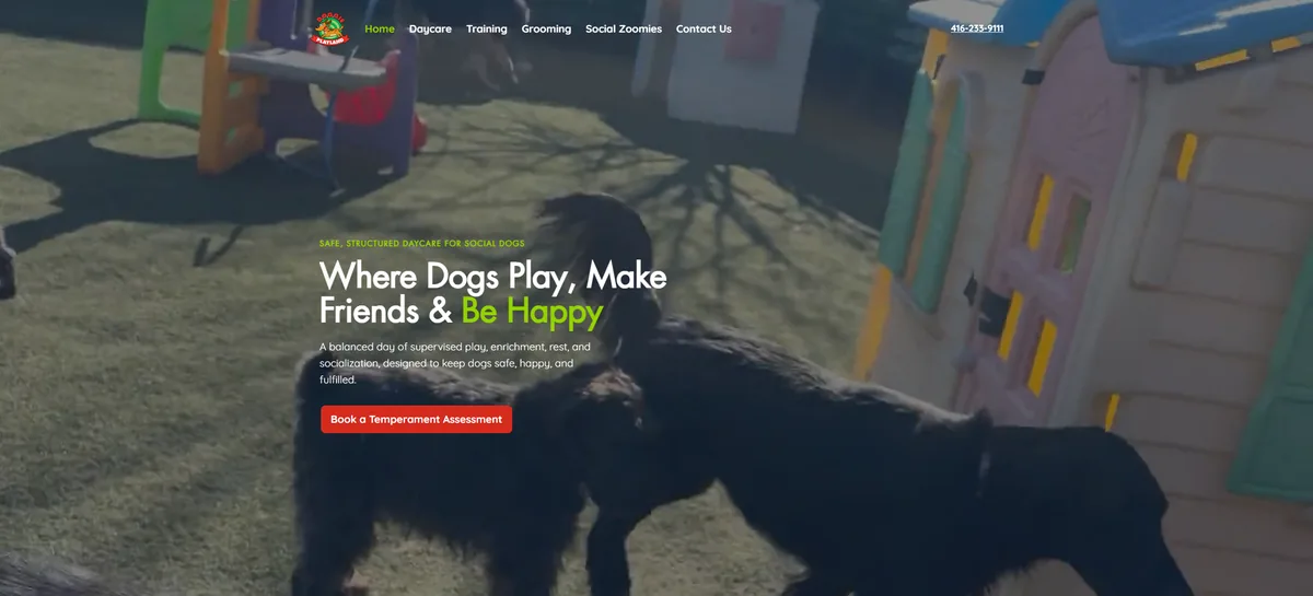 Doggie Playland website designed by Oakville Web Designs