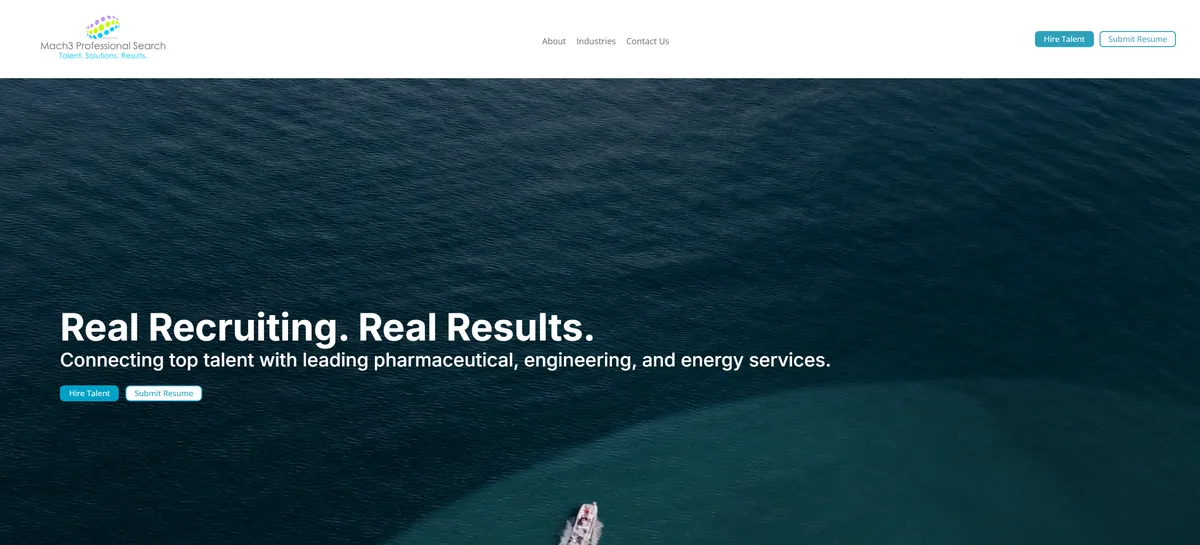 Oakville web design project for Mach3 Professional Search recruiting