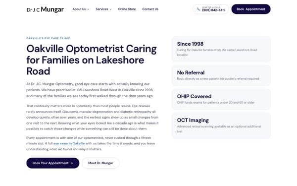 Dr. J.C. Mungar homepage: Oakville optometrist on Lakeshore Road